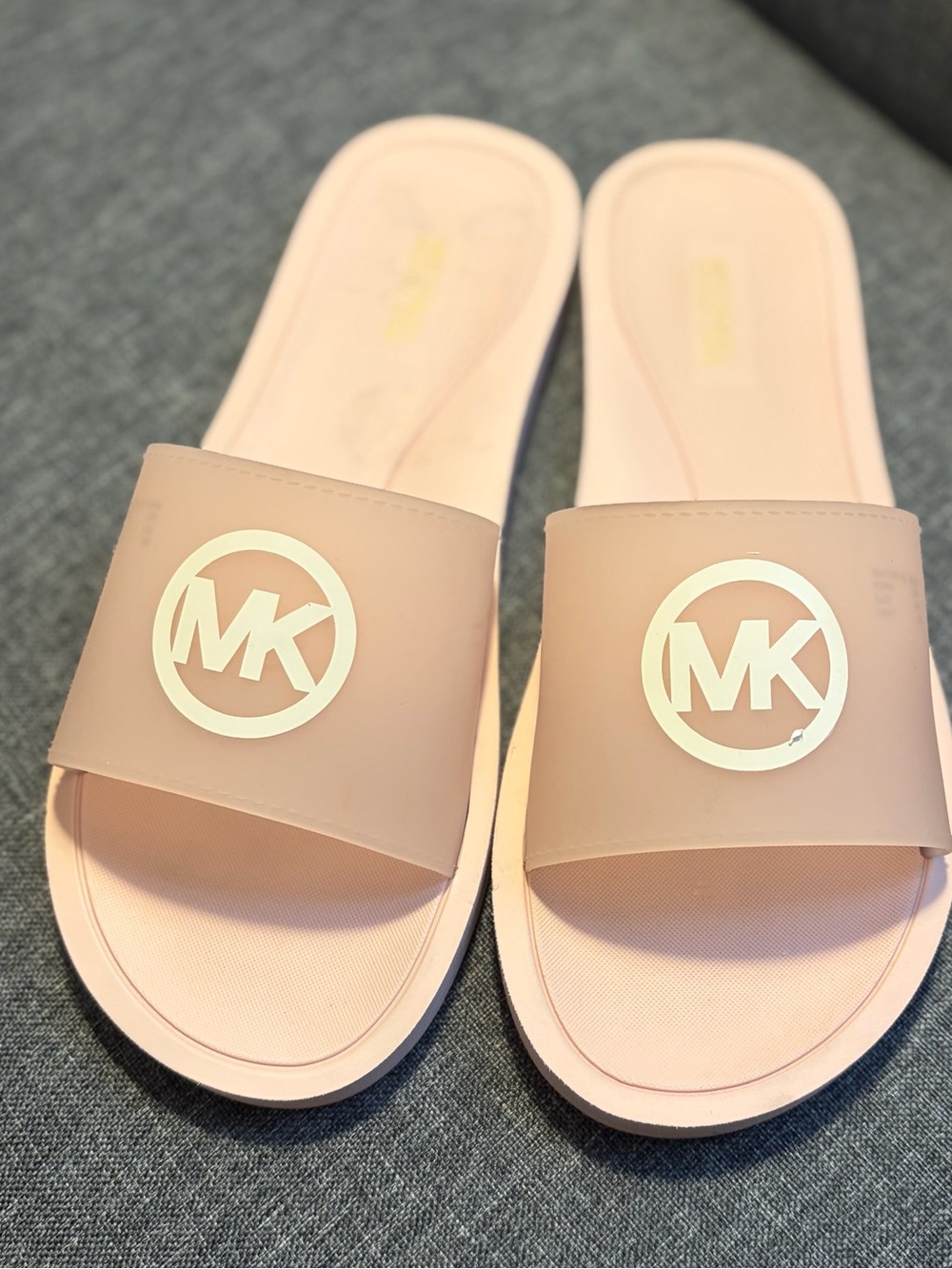 Michael Kors Pale Pink MK Logo Slide Sandals